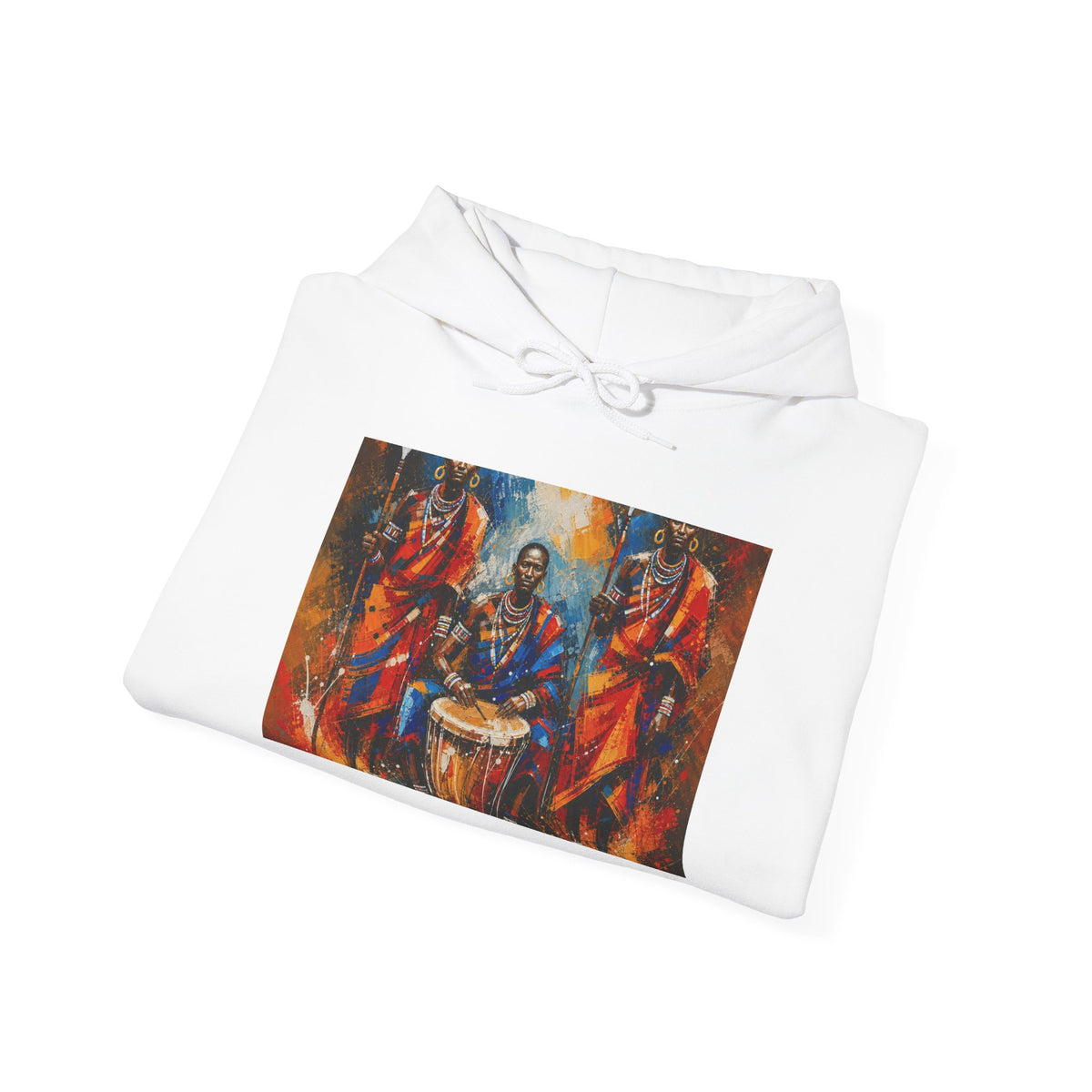 Drummer Spirit Hooded Sweatshirt — Vibrant Afrobeat Drumming Art Hoodie