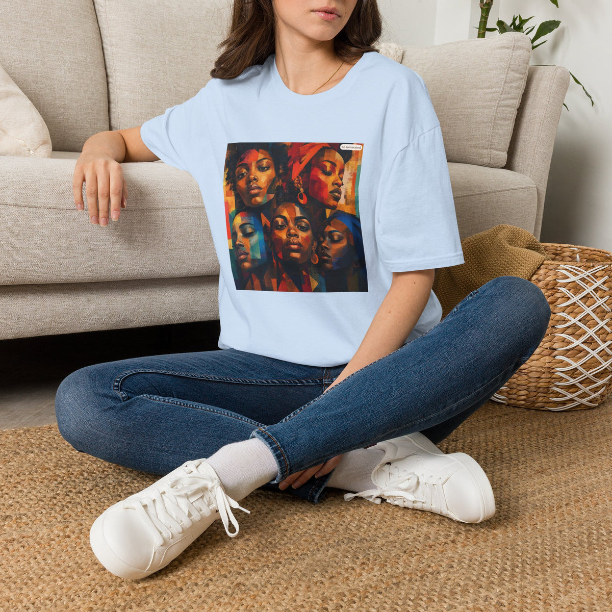 Afrocentric Portrait Tee — Vibrant Multiface Art Graphic T-Shirt