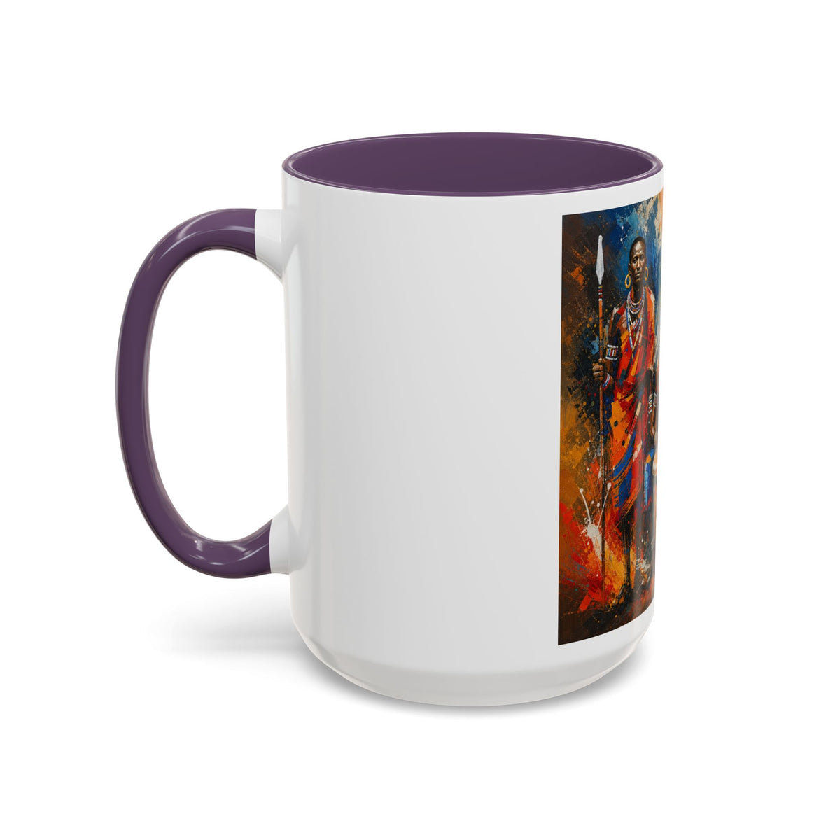 African Drummers Art Coffee Mug — Colorful Maasai Music Accent Mug (11/15oz)