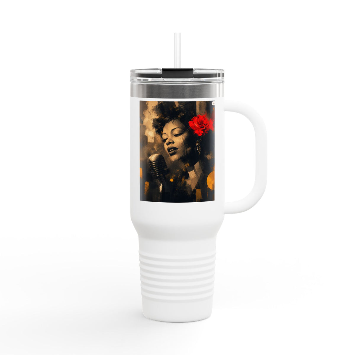 40oz Insulated Travel Mug — Vintage Jazz Singer Design