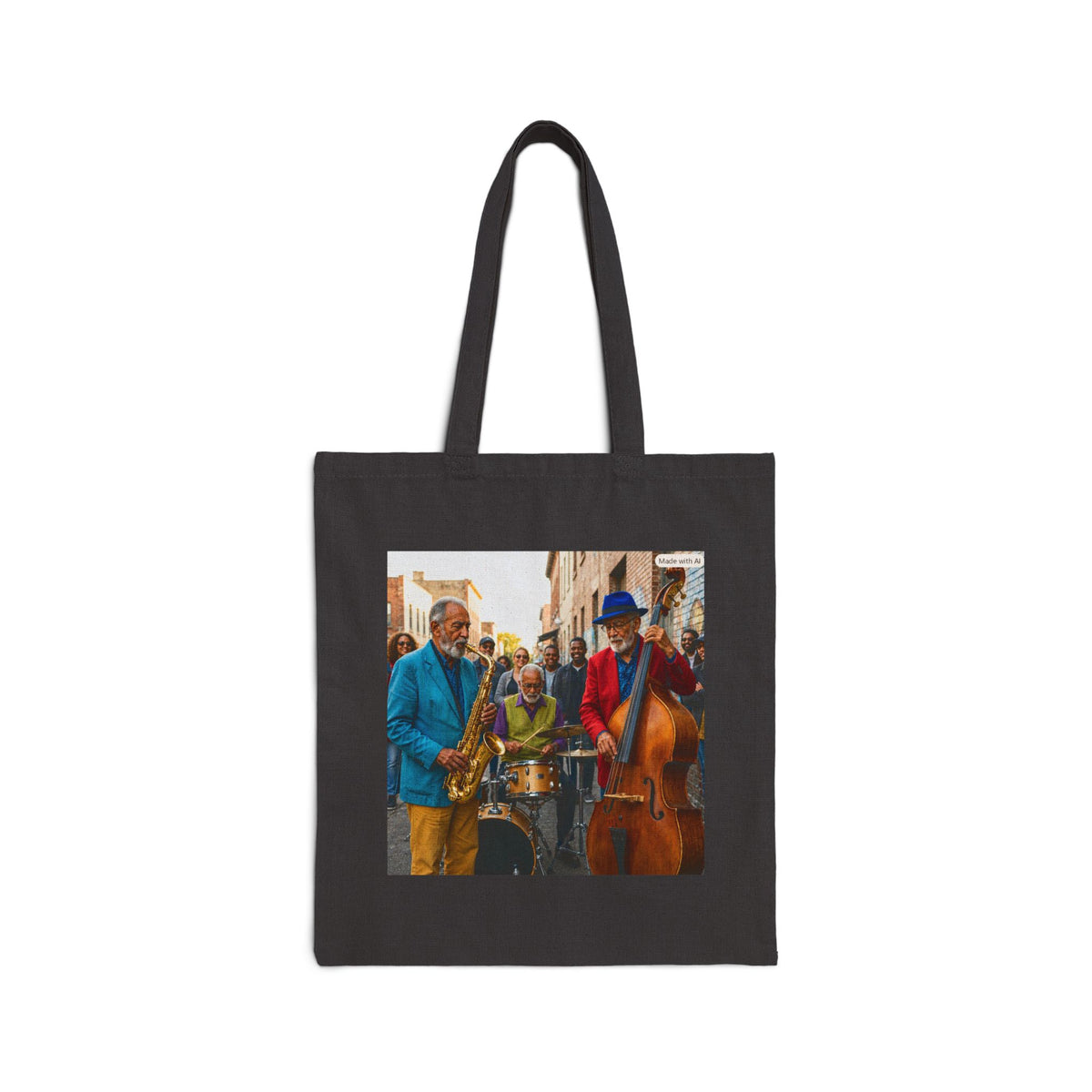 Jazz Street Band Cotton Tote Bag – Vintage Musician Print