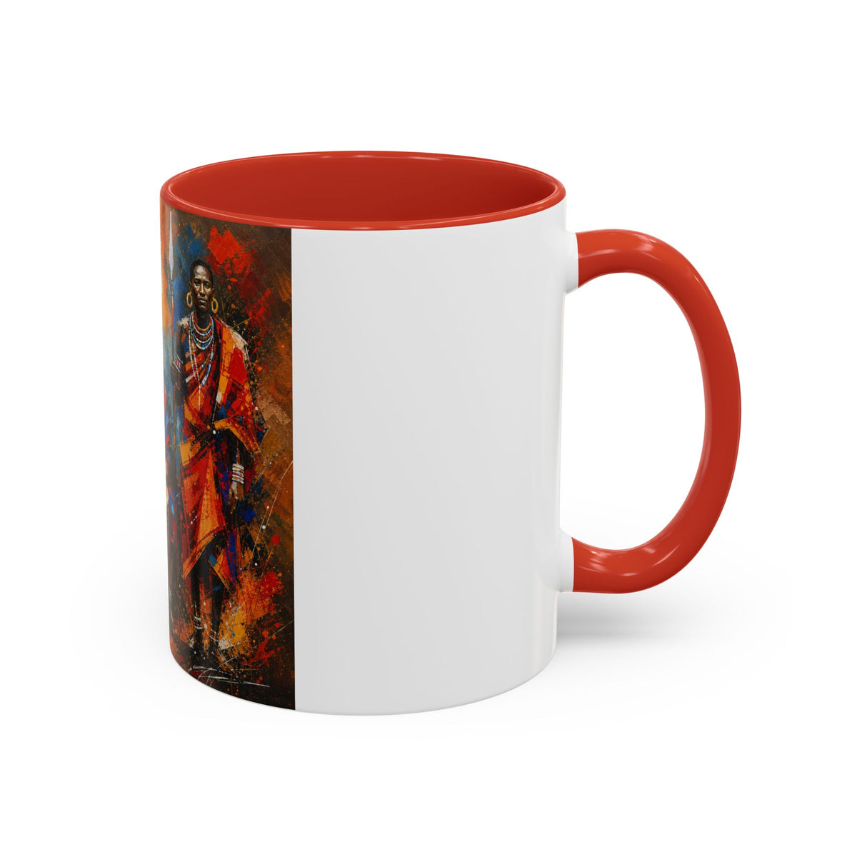 African Drummers Art Coffee Mug — Colorful Maasai Music Accent Mug (11/15oz)