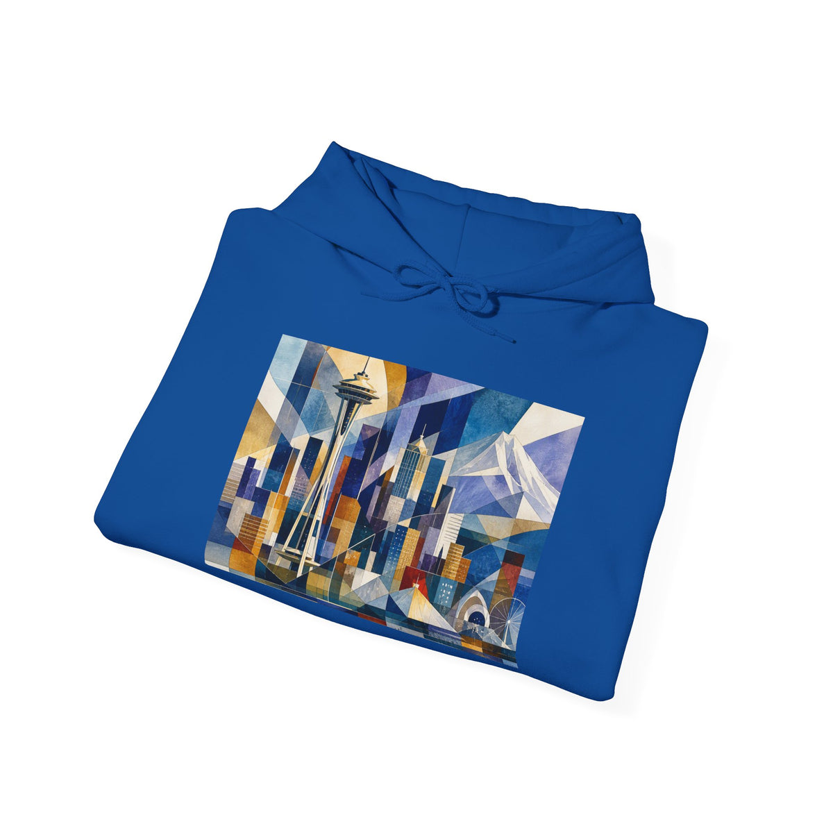 Seattle Skyline Hoodie — Abstract Geometric Cityscape Pullover