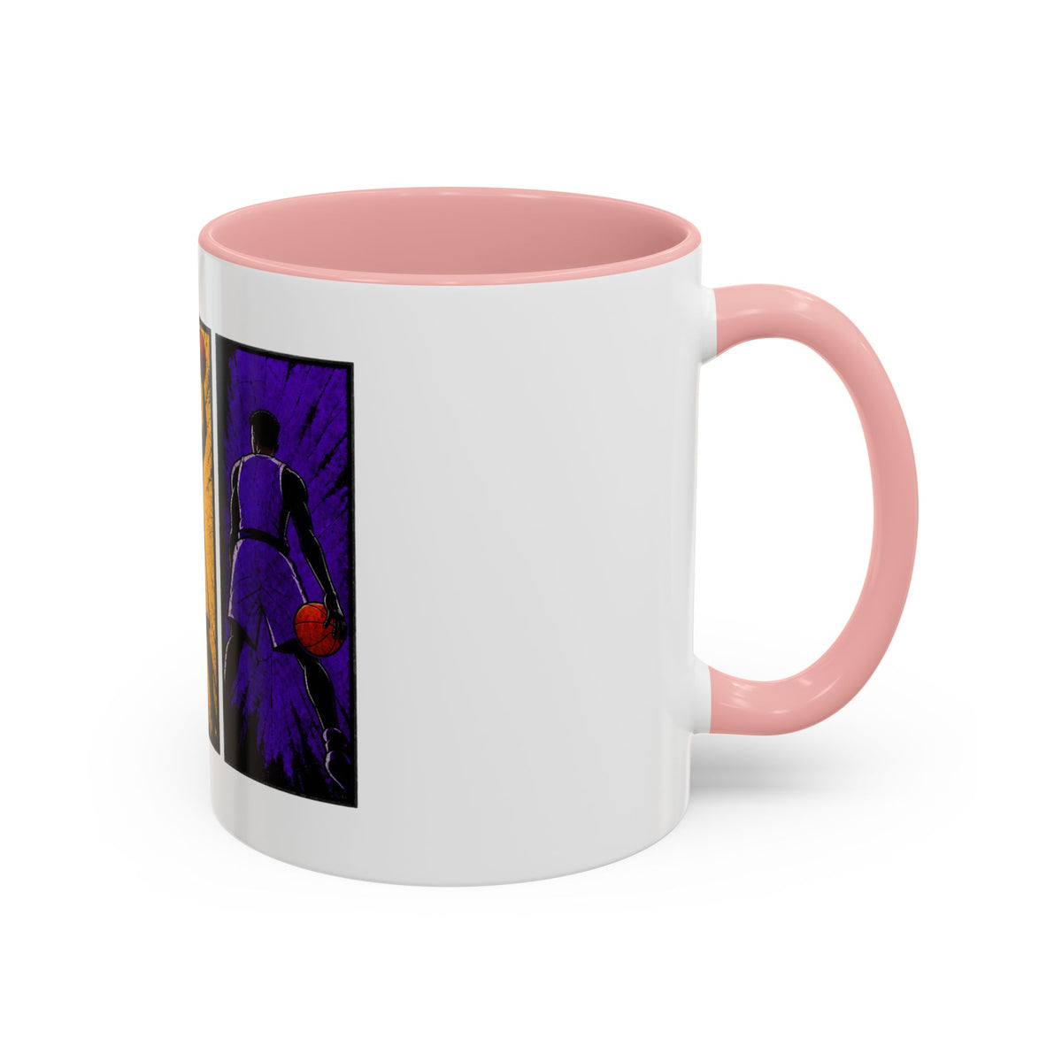 Basketball Silhouette Accent Coffee Mug — Color Block Players (11oz, 15oz)