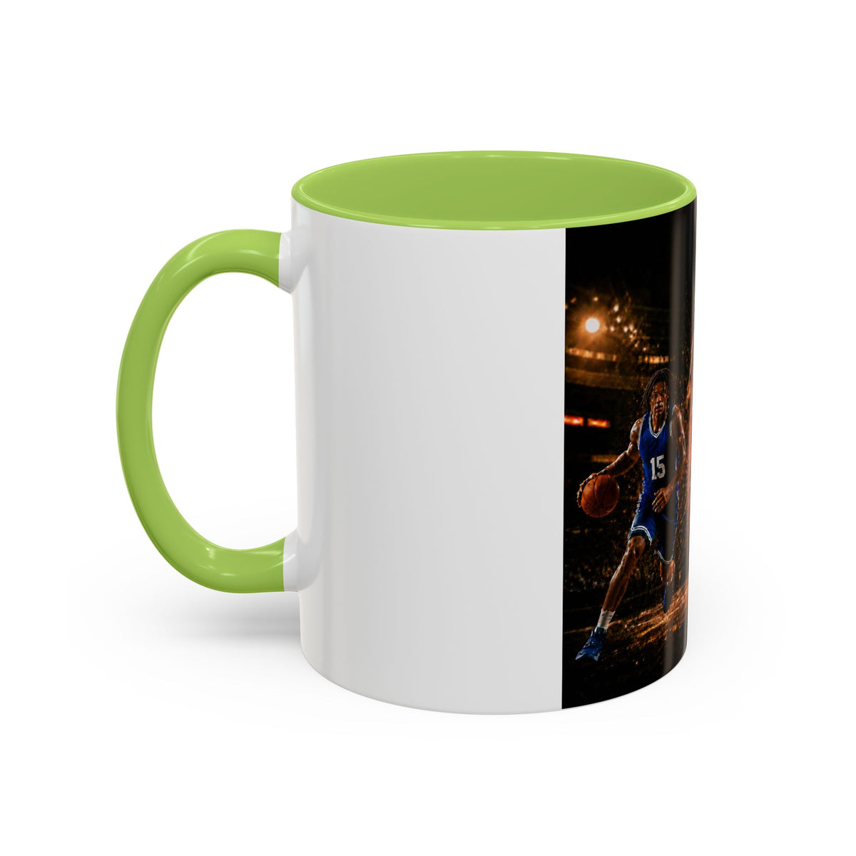 Basketball Players Accent Coffee Mug — Dynamic Court Action 11/15oz