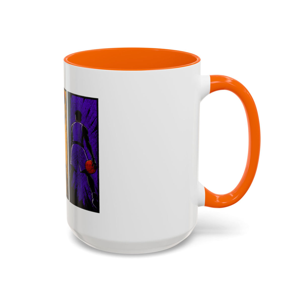 Basketball Silhouette Accent Coffee Mug — Color Block Players (11oz, 15oz)