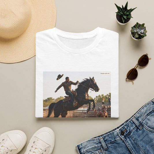 Rodeo Cowboy on Bucking Horse T-Shirt — Western Rodeo Graphic Tee