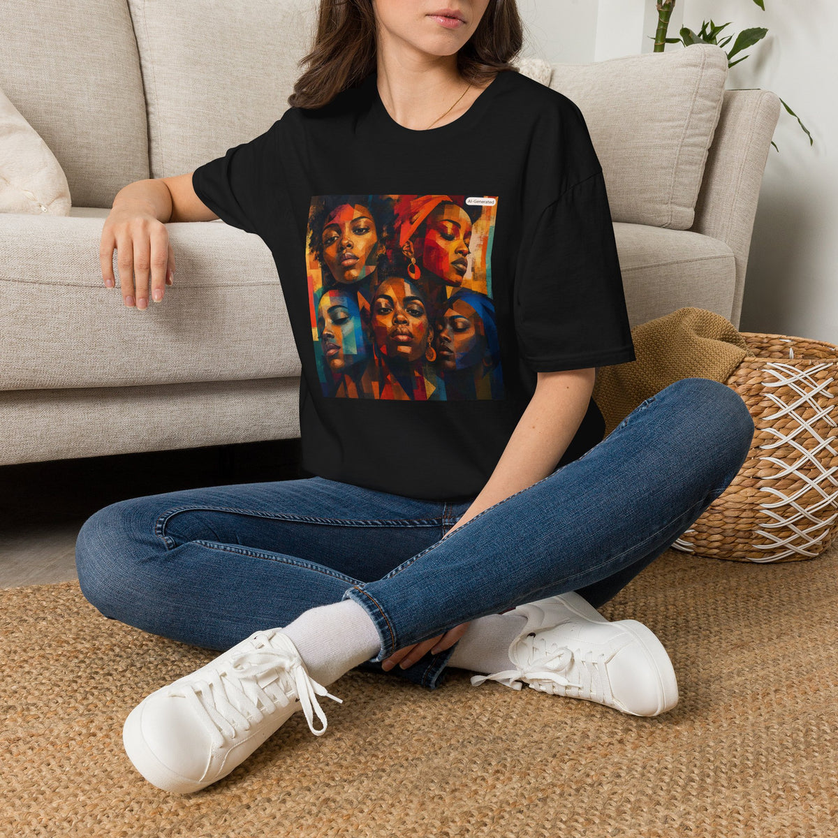 Afrocentric Portrait Tee — Vibrant Multiface Art Graphic T-Shirt