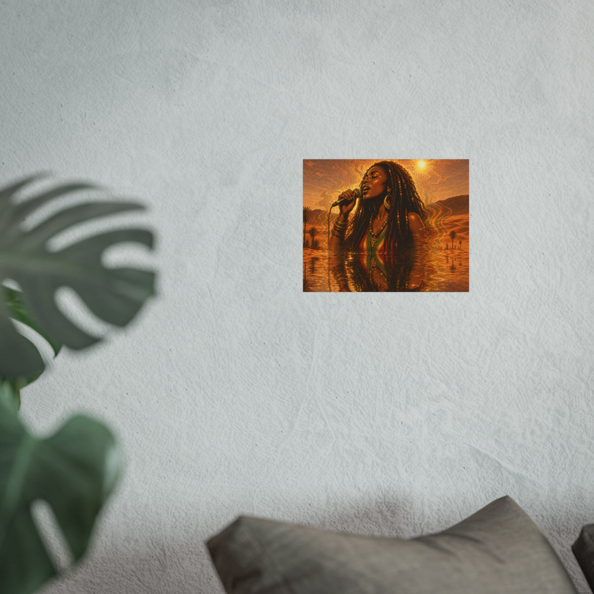 Soulful Singer Fine Art Poster — Golden Sunset Rasta Vibe