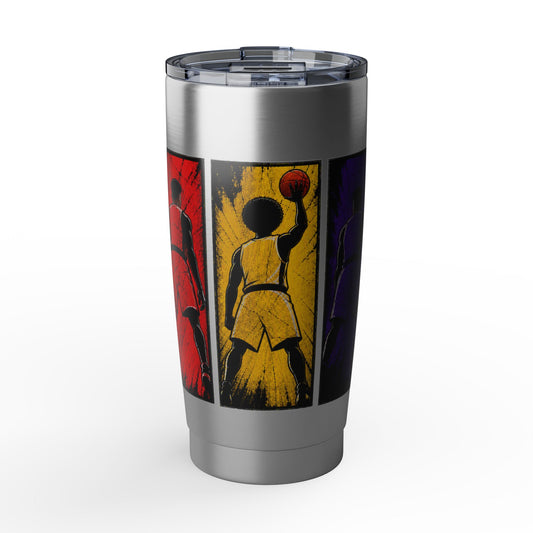Basketball Silhouette 20oz Tumbler — Retro Triptych Travel Cup