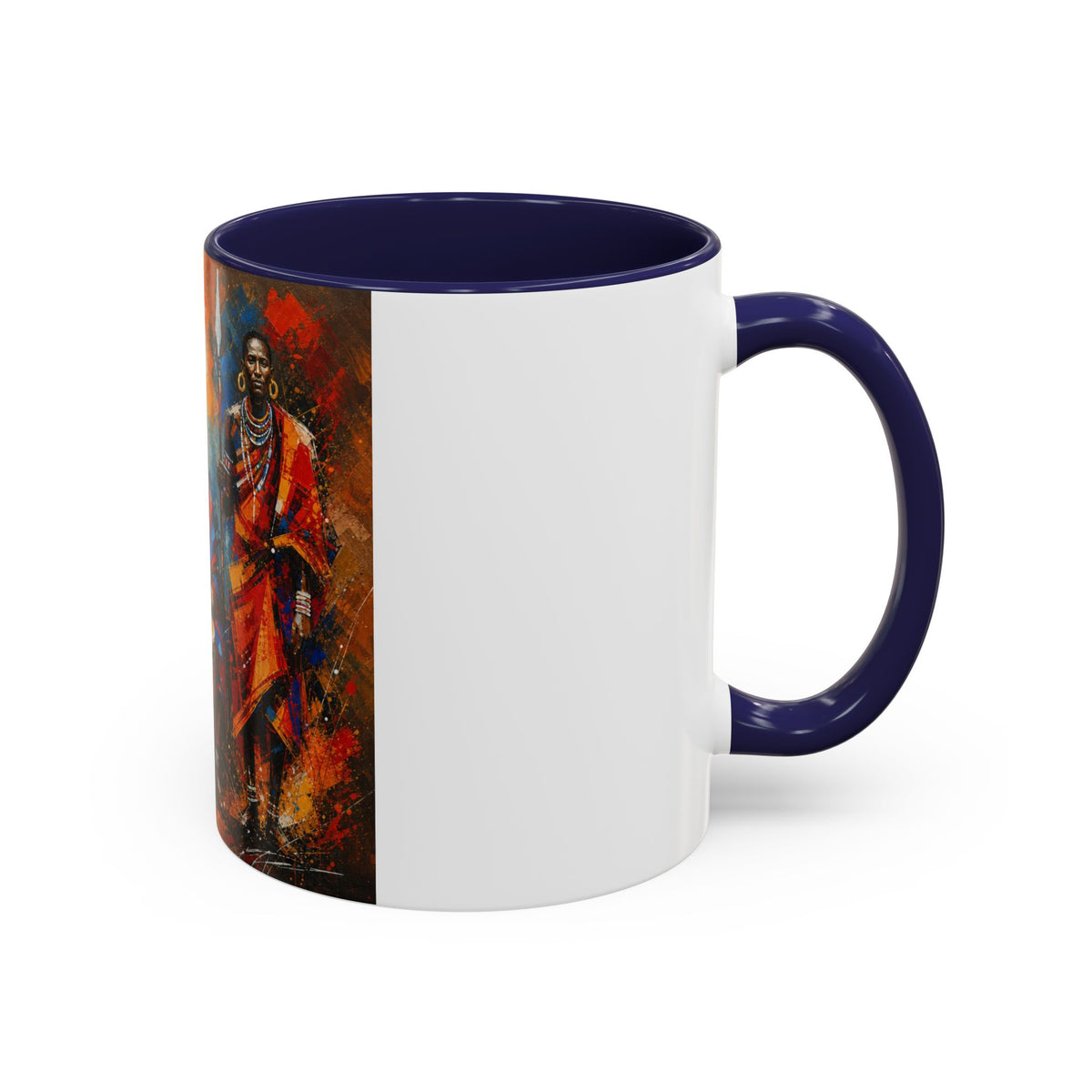 African Drummers Art Coffee Mug — Colorful Maasai Music Accent Mug (11/15oz)