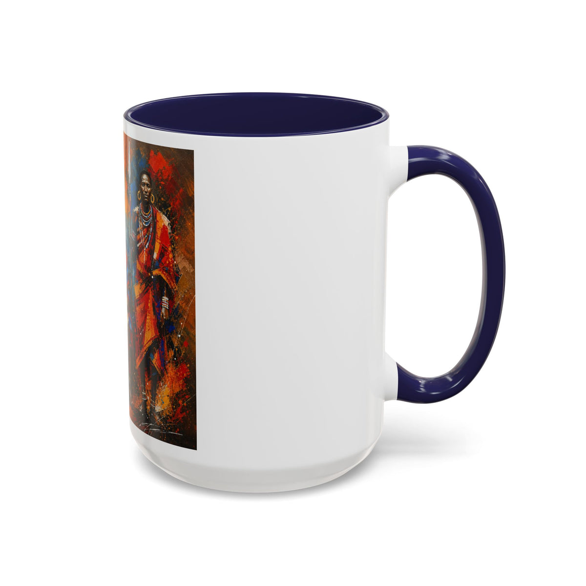 African Drummers Art Coffee Mug — Colorful Maasai Music Accent Mug (11/15oz)