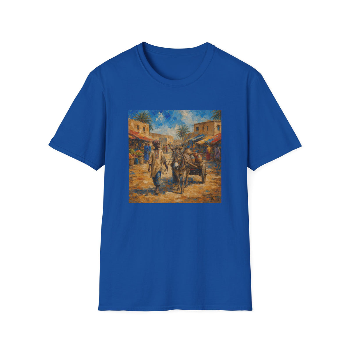 Vintage Mediterranean Market T-Shirt — Rustic Village Street Scene Tee