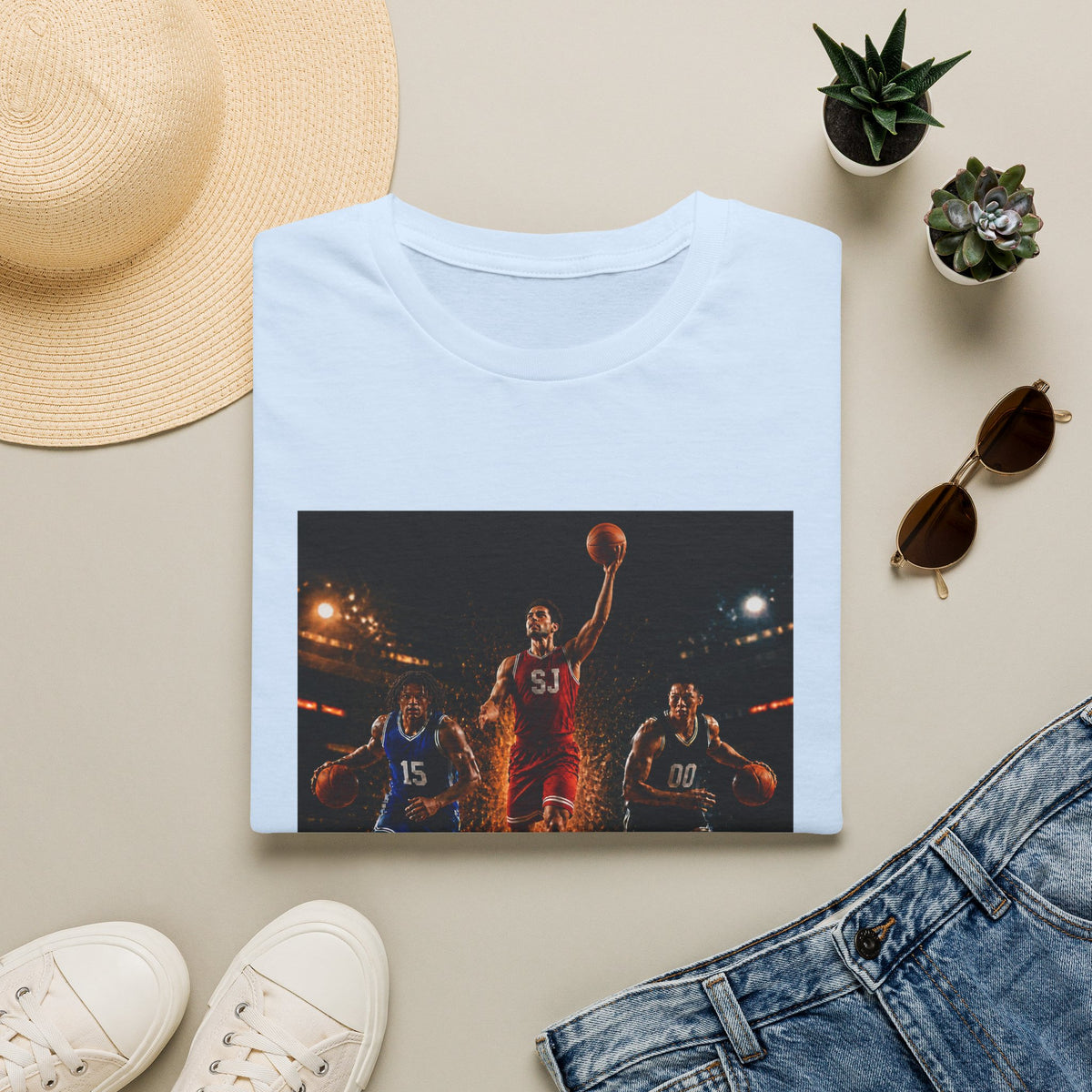 Basketball Player Action T-Shirt — Courtside Game Night Tee
