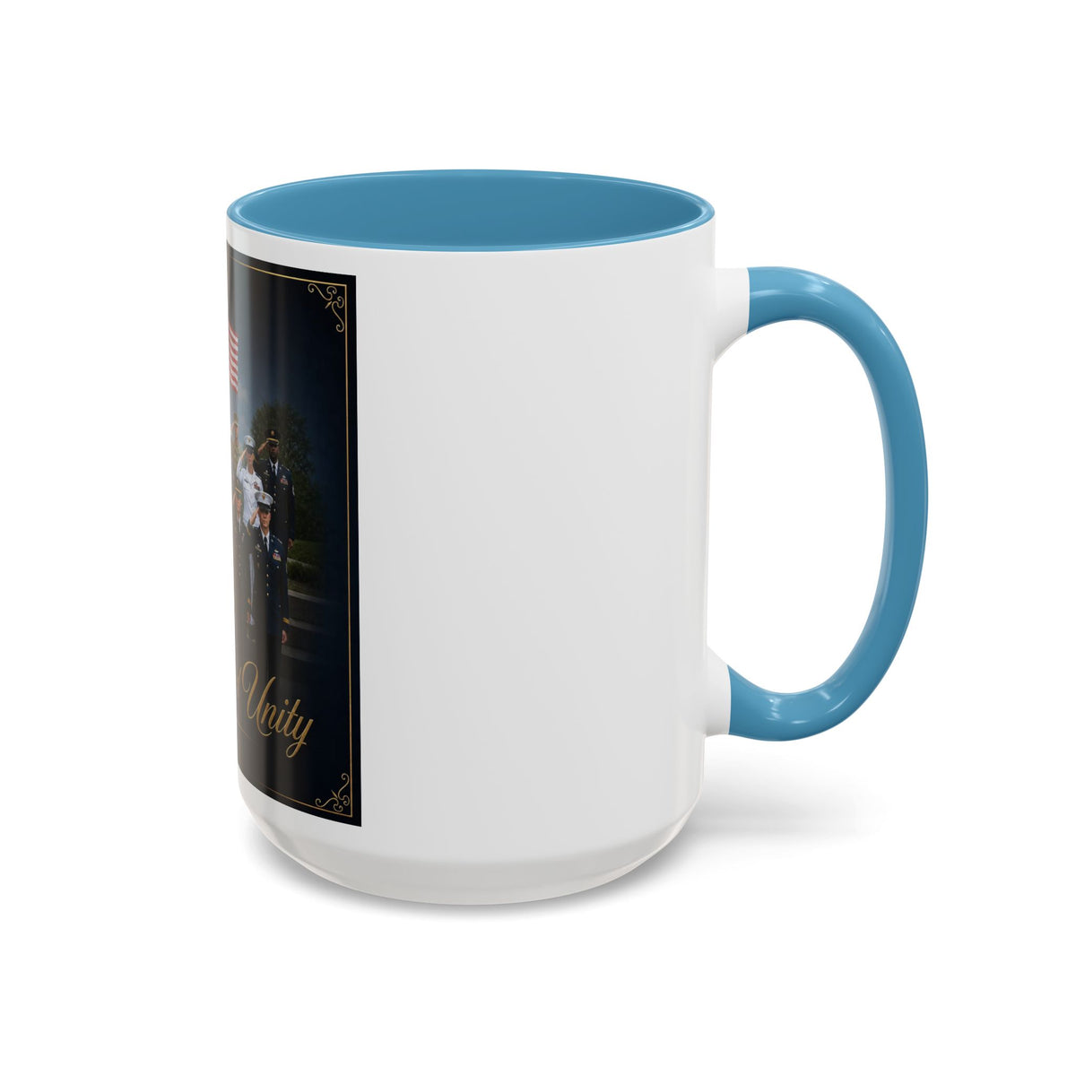 Honor and Unity Military Coffee Mug — Patriotic Veteran Flag Accent 11/15oz