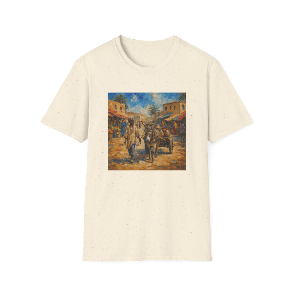 Vintage Mediterranean Market T-Shirt — Rustic Village Street Scene Tee