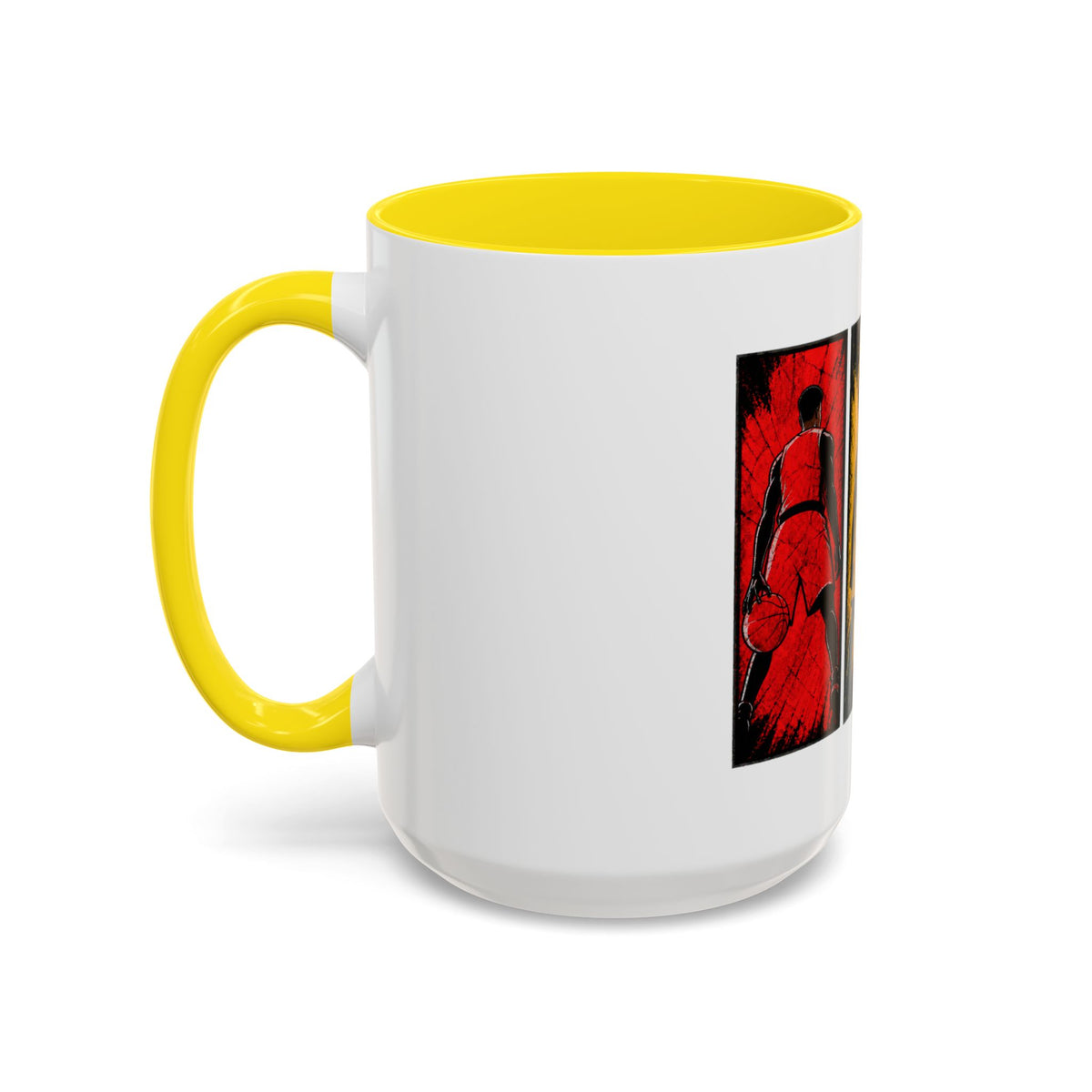 Basketball Silhouette Accent Coffee Mug — Color Block Players (11oz, 15oz)