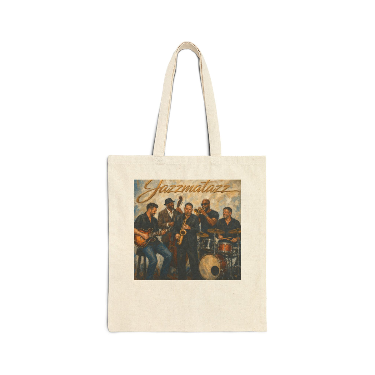 Jazz Band Canvas Tote — "Jazzmatazz" Vintage Musician Art Tote Bag
