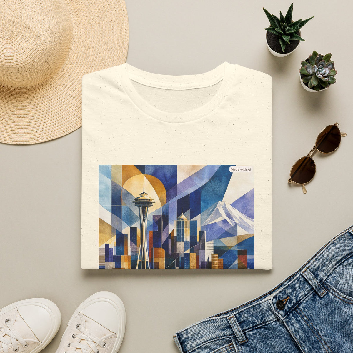 Seattle Skyline T-Shirt — Abstract Space Needle Art