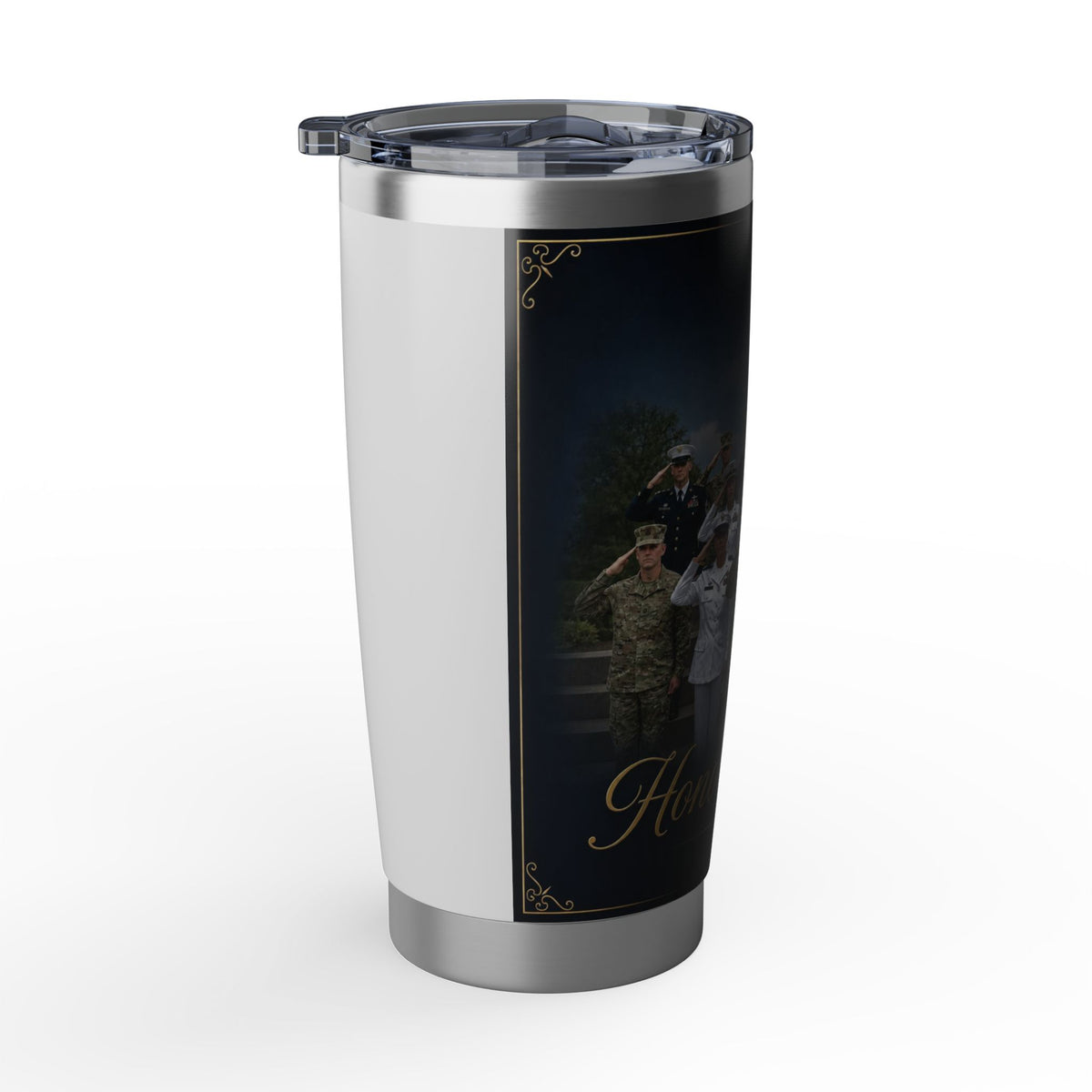 Honor and Unity 20oz Military Tumbler — American Flag Veteran Travel Mug