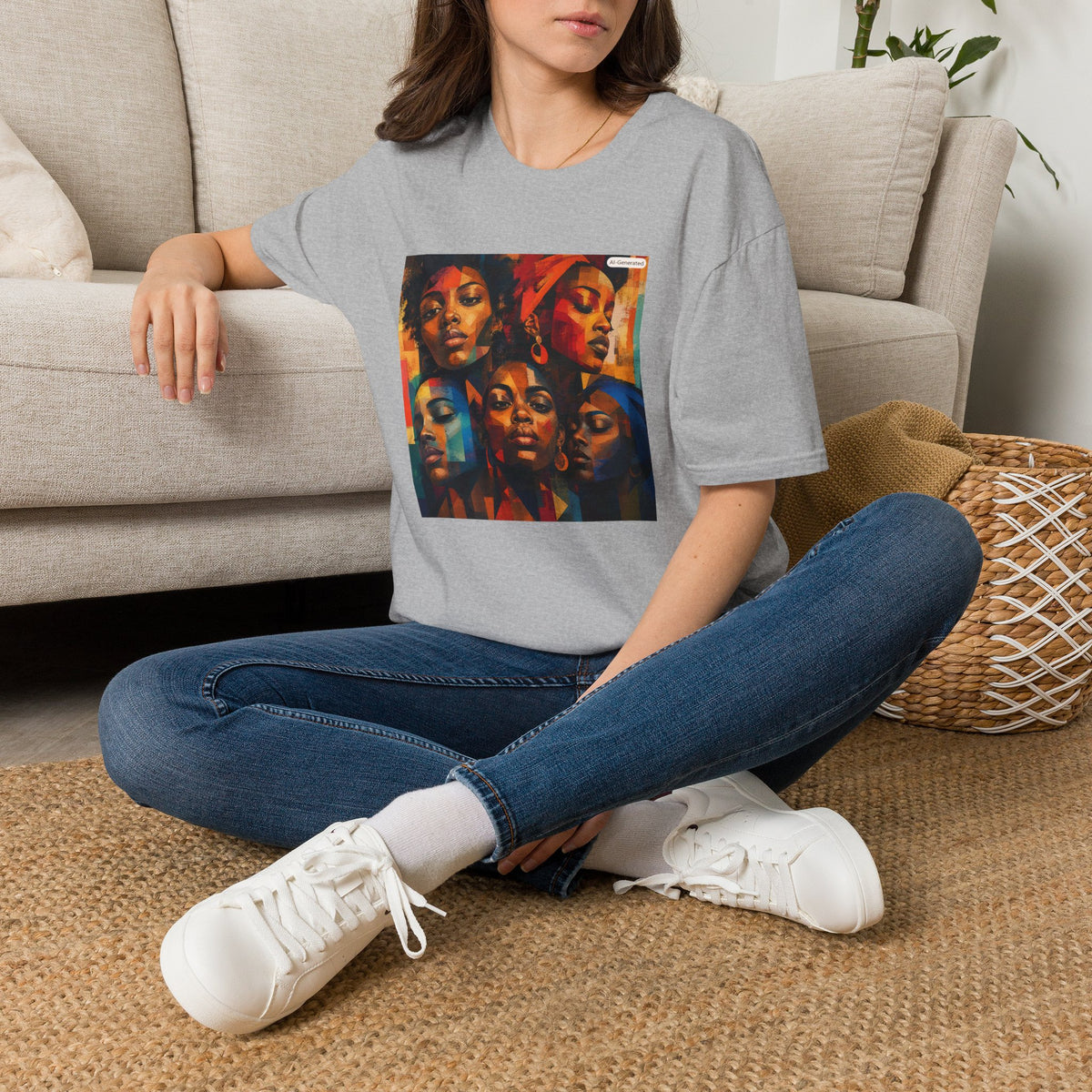 Afrocentric Portrait Tee — Vibrant Multiface Art Graphic T-Shirt