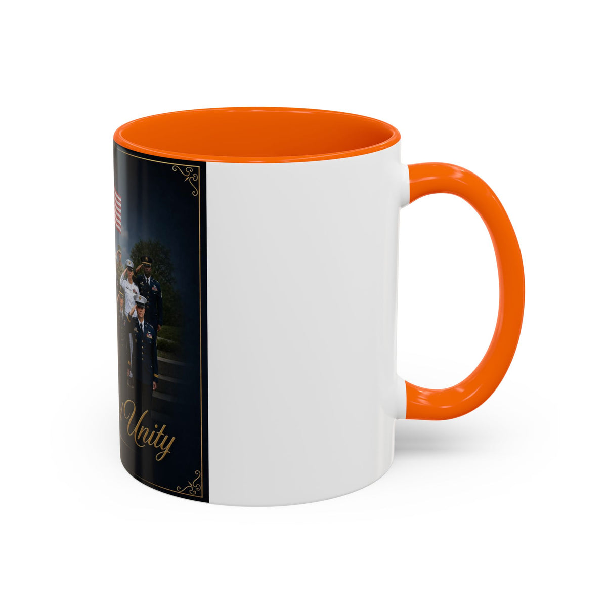 Honor and Unity Military Coffee Mug — Patriotic Veteran Flag Accent 11/15oz