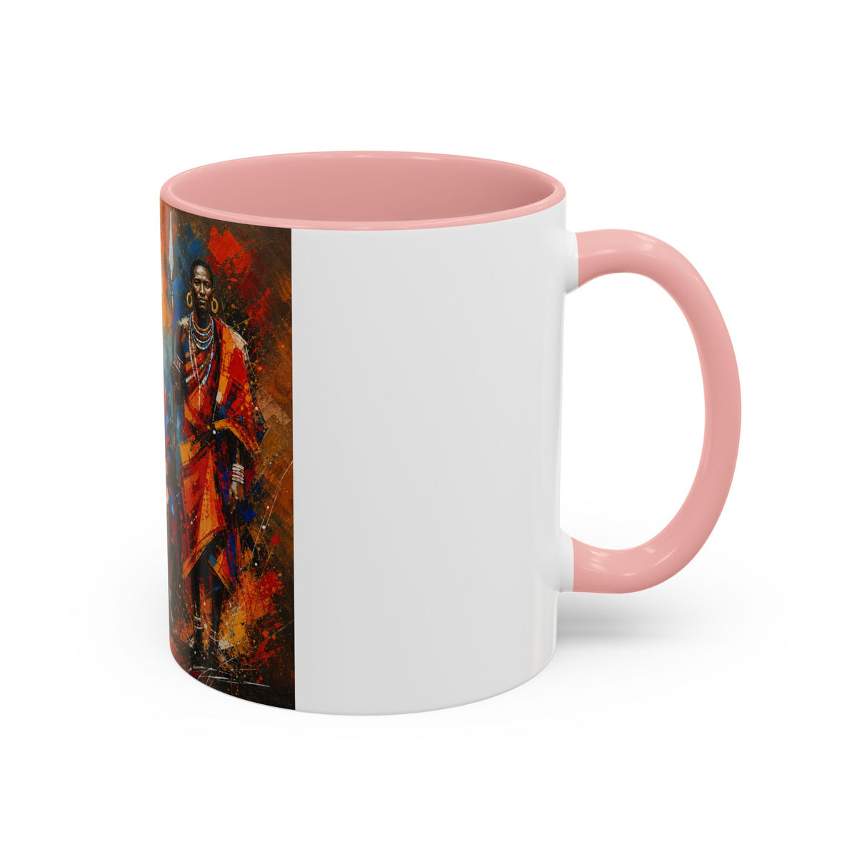 African Drummers Art Coffee Mug — Colorful Maasai Music Accent Mug (11/15oz)
