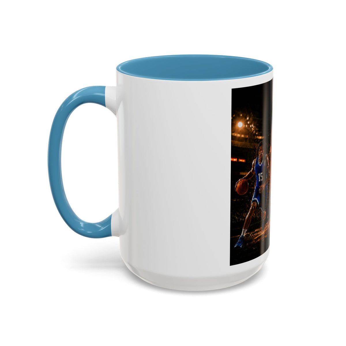 Basketball Players Accent Coffee Mug — Dynamic Court Action 11/15oz