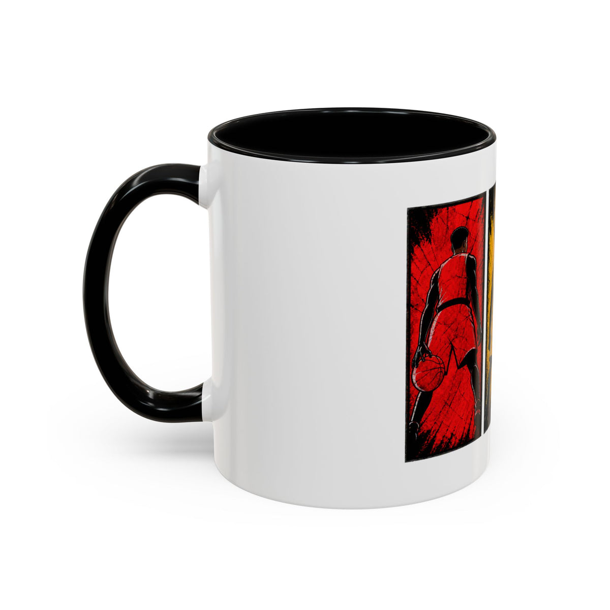 Basketball Silhouette Accent Coffee Mug — Color Block Players (11oz, 15oz)
