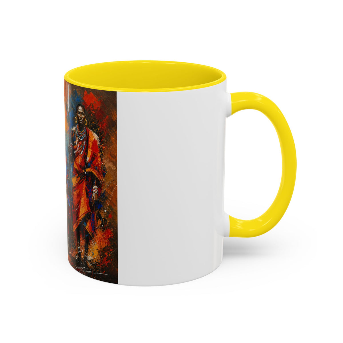 African Drummers Art Coffee Mug — Colorful Maasai Music Accent Mug (11/15oz)