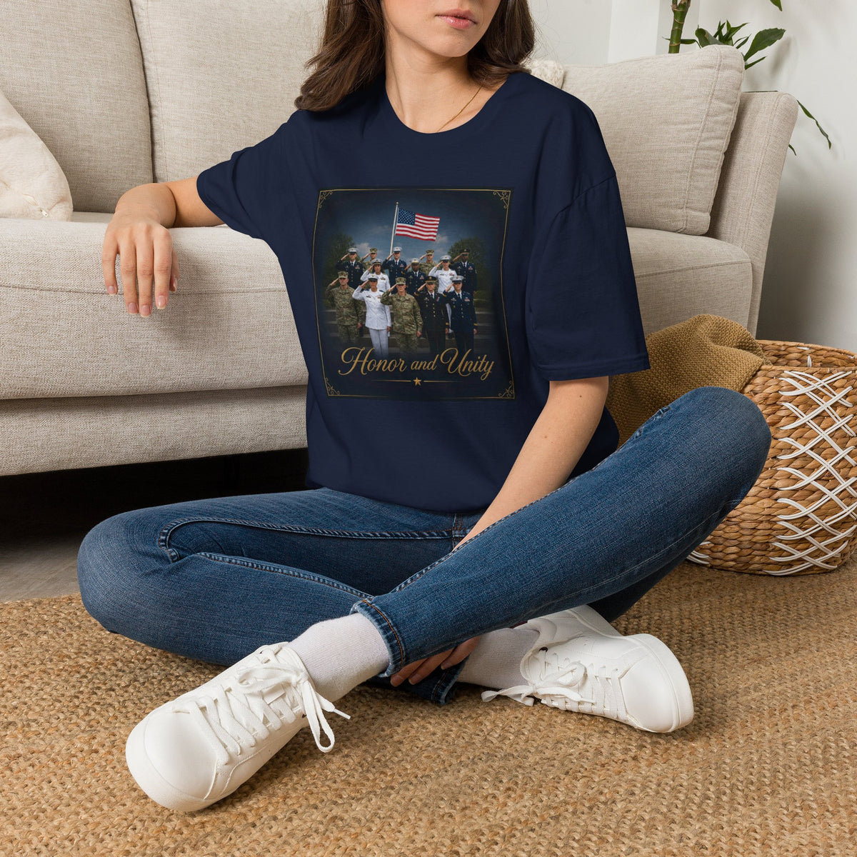 Veterans Honor T-Shirt — 'Honor and Unity' American Flag Military Tribute