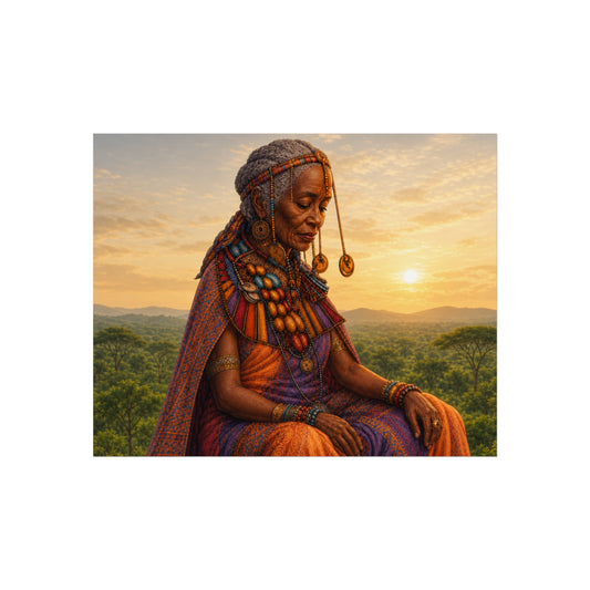 Fine Art Poster — Serene Tribal Elder Sunset Print