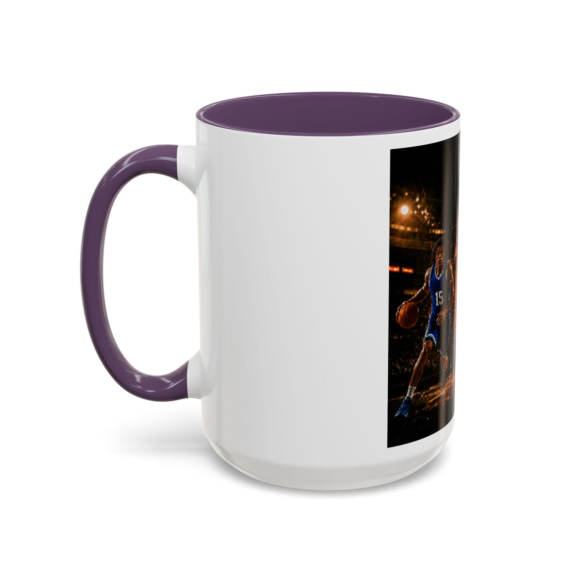 Basketball Players Accent Coffee Mug — Dynamic Court Action 11/15oz