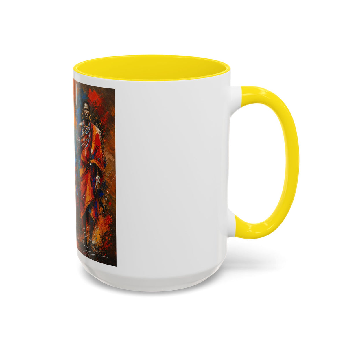 African Drummers Art Coffee Mug — Colorful Maasai Music Accent Mug (11/15oz)