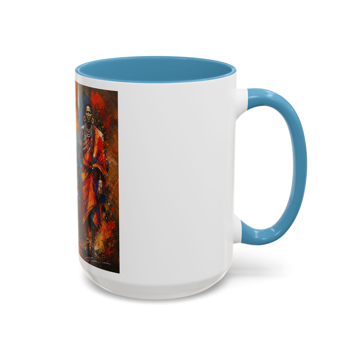 African Drummers Art Coffee Mug — Colorful Maasai Music Accent Mug (11/15oz)