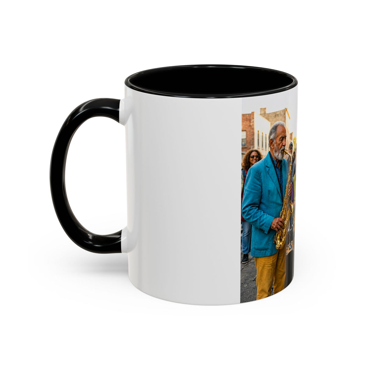 Vintage Jazz Street Band Accent Coffee Mug — 11/15oz