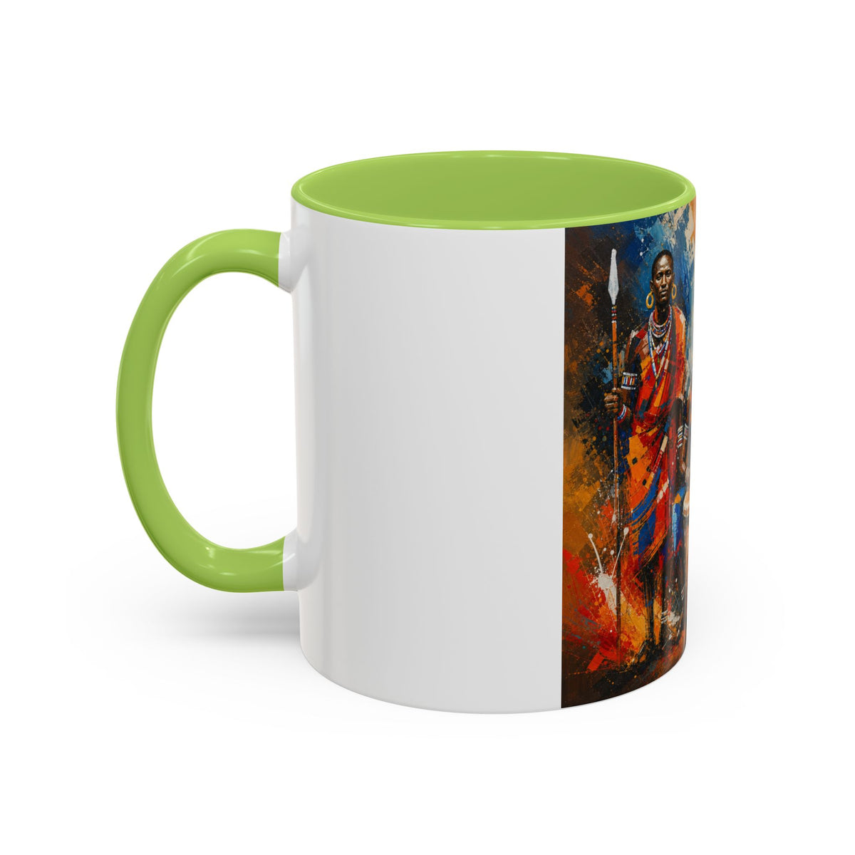 African Drummers Art Coffee Mug — Colorful Maasai Music Accent Mug (11/15oz)