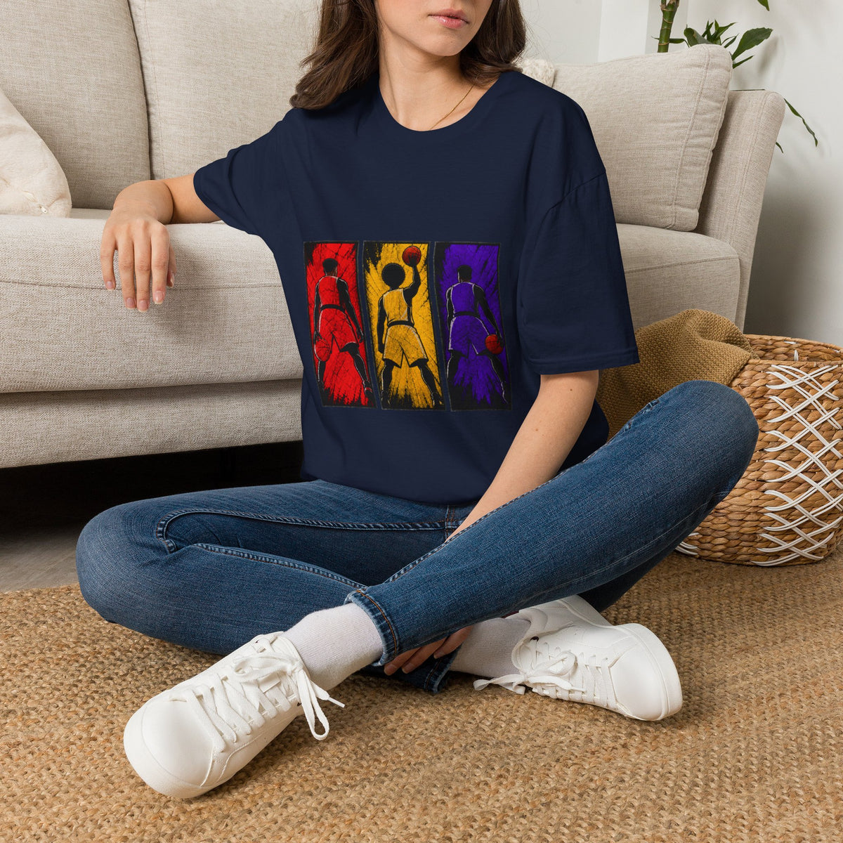 Basketball Throwback Art T-Shirt — Pop Art Silhouette Triptych