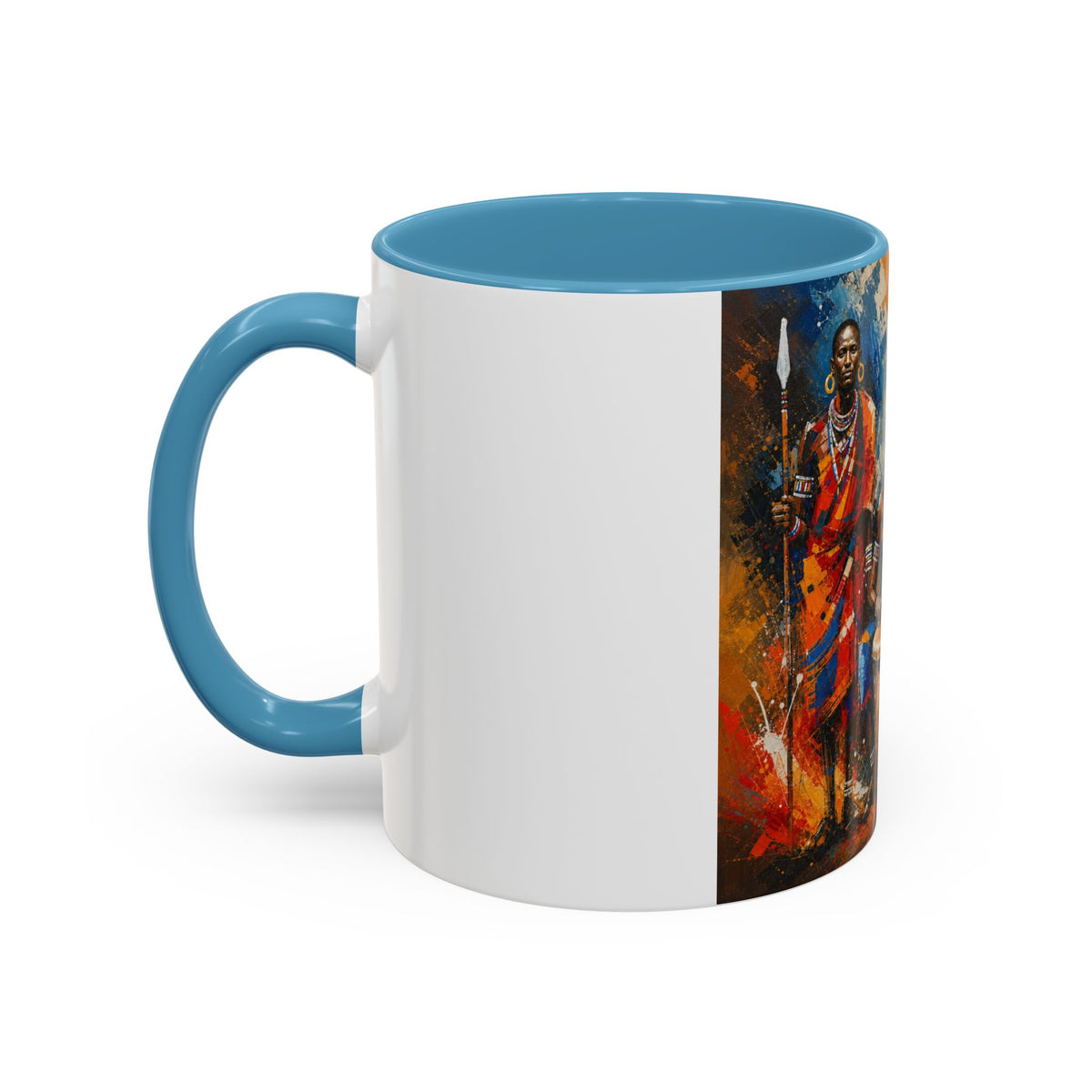 African Drummers Art Coffee Mug — Colorful Maasai Music Accent Mug (11/15oz)