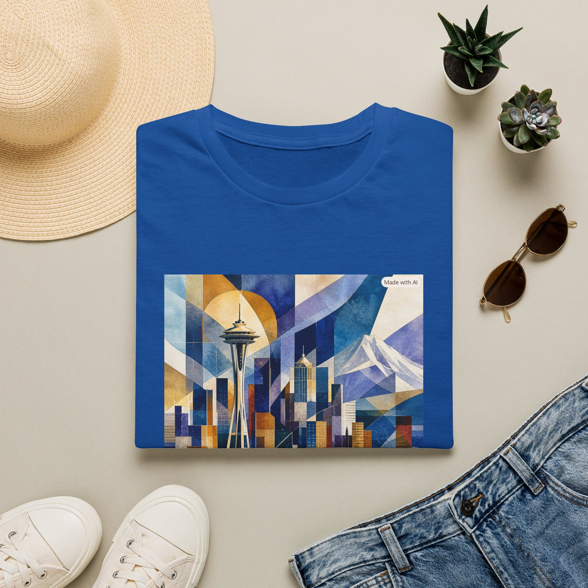 Seattle Skyline T‑Shirt — Geometric Space Needle Art Tee