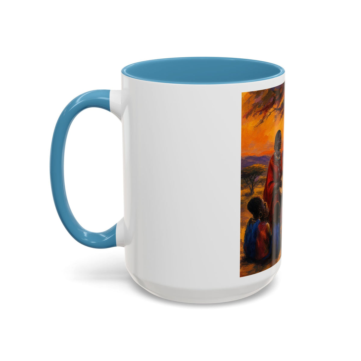 African Sunset Drum Circle Coffee Mug — Vibrant Cultural Art Accent Mug (11/15oz)