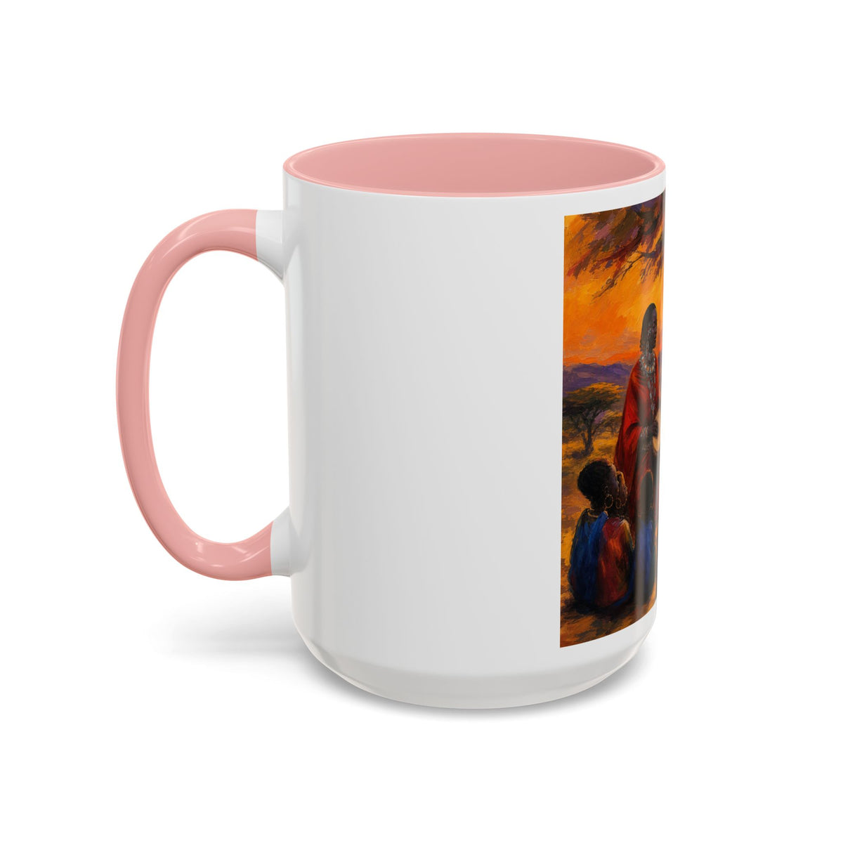 African Sunset Drum Circle Coffee Mug — Vibrant Cultural Art Accent Mug (11/15oz)
