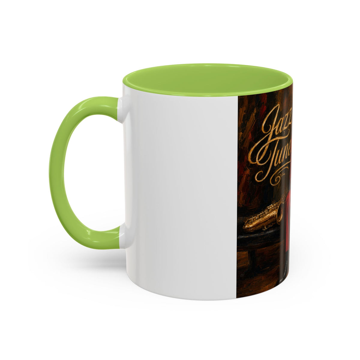 Jazz Tunes Coffee Mug — Vintage Gentleman Sax Player Accent Mug (11/15oz)