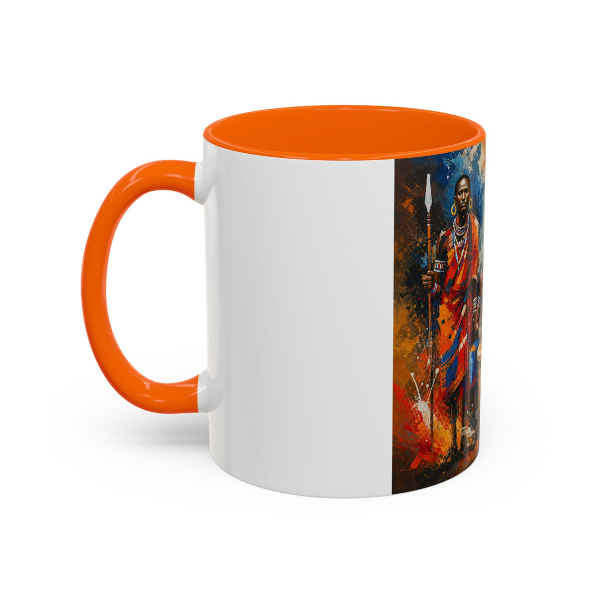 African Drummers Art Coffee Mug — Colorful Maasai Music Accent Mug (11/15oz)