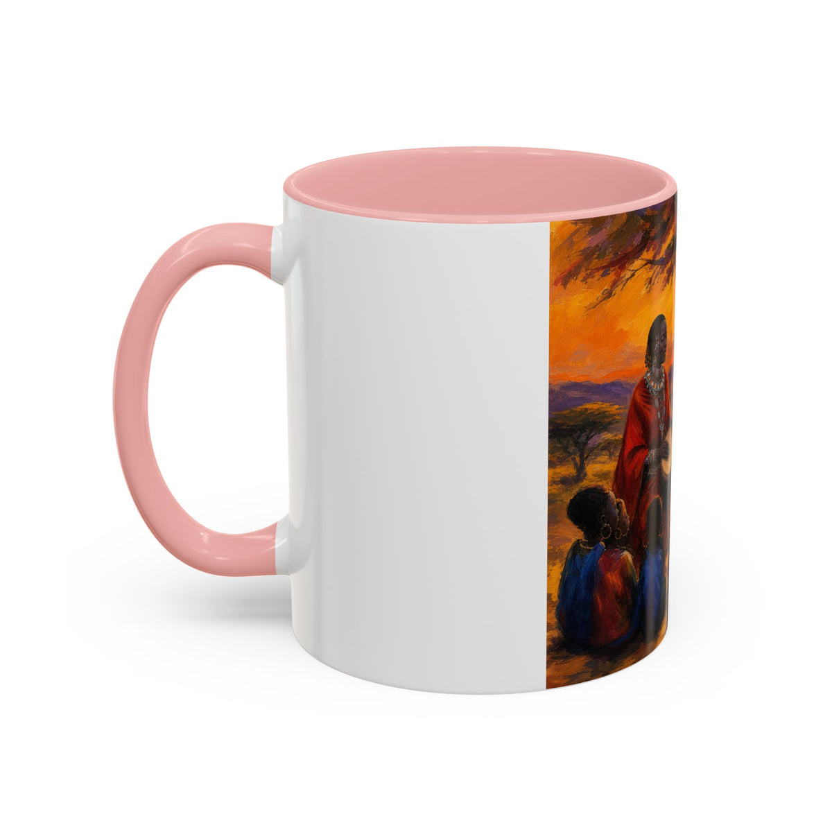 African Sunset Drum Circle Coffee Mug — Vibrant Cultural Art Accent Mug (11/15oz)