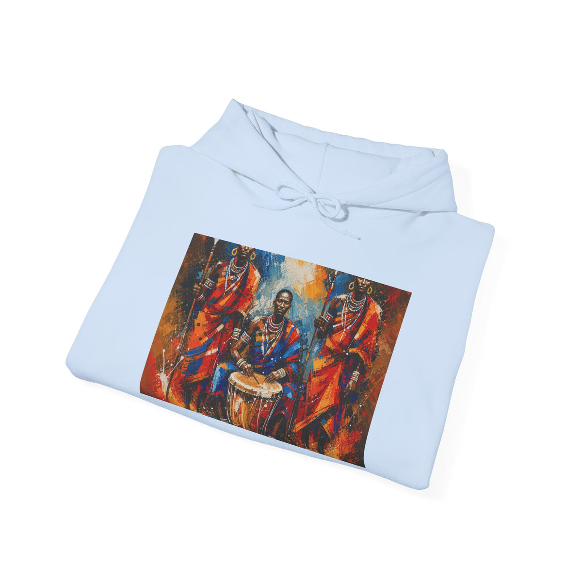 Drummer Spirit Hooded Sweatshirt — Vibrant Afrobeat Drumming Art Hoodie