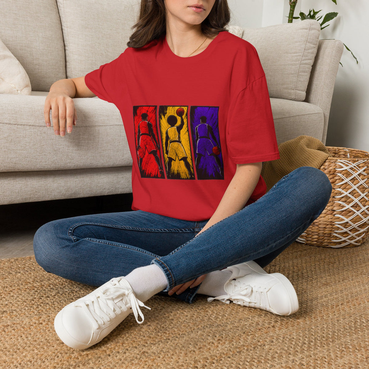 Basketball Throwback Art T-Shirt — Pop Art Silhouette Triptych