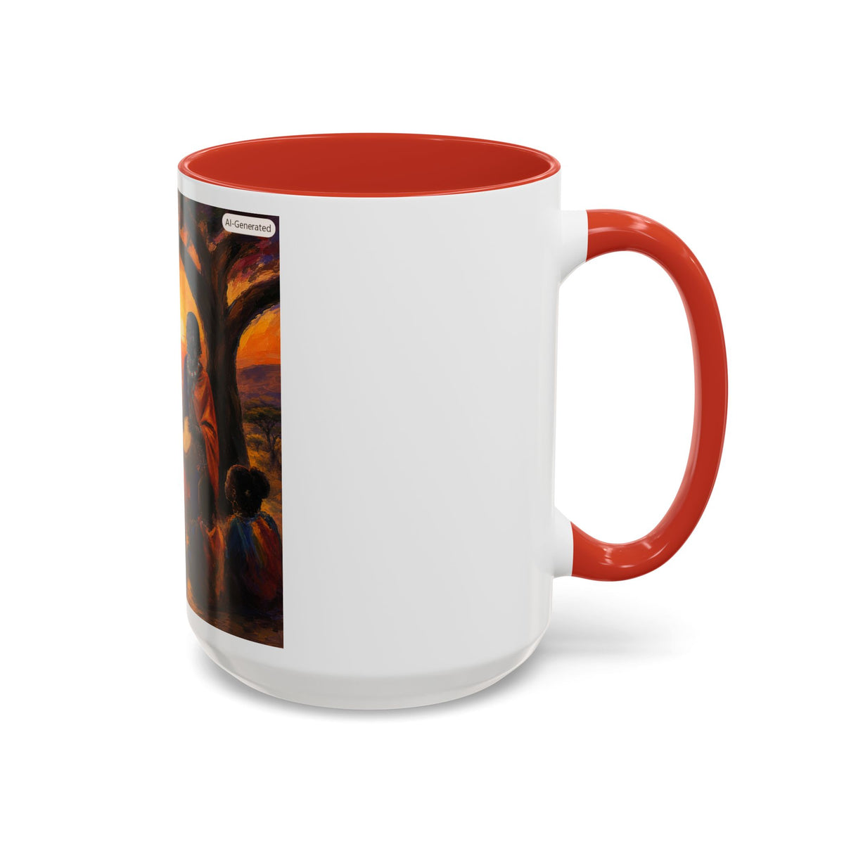 African Sunset Drum Circle Coffee Mug — Vibrant Cultural Art Accent Mug (11/15oz)