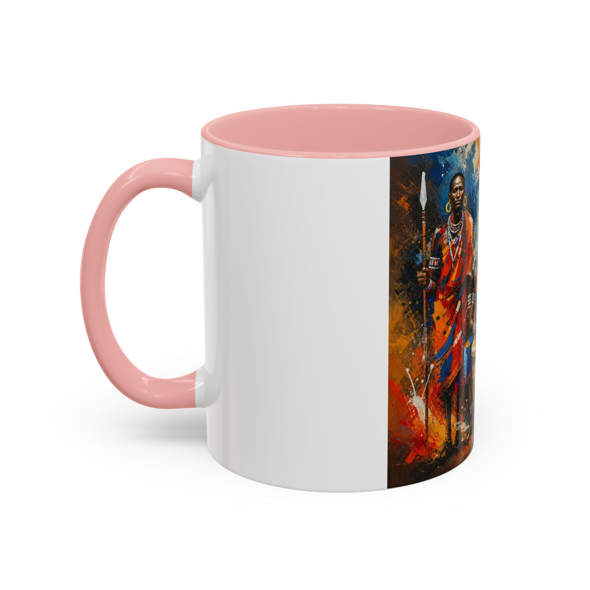 African Drummers Art Coffee Mug — Colorful Maasai Music Accent Mug (11/15oz)