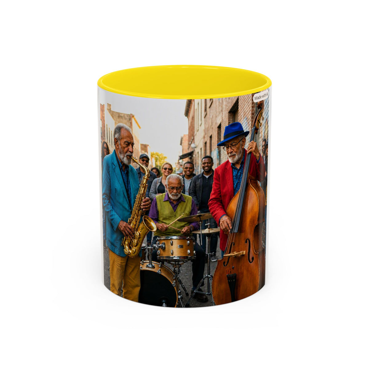 Vintage Jazz Street Band Accent Coffee Mug — 11/15oz